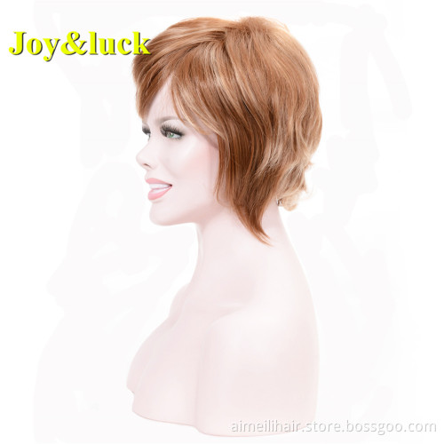 Blond Wig for Women Wholesale Price Wigs With Bangs Woman Ladies Hair Blonde Natural Straight Short Synthetic Hair Wigs